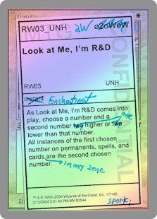 Look at Me, I'm R&D